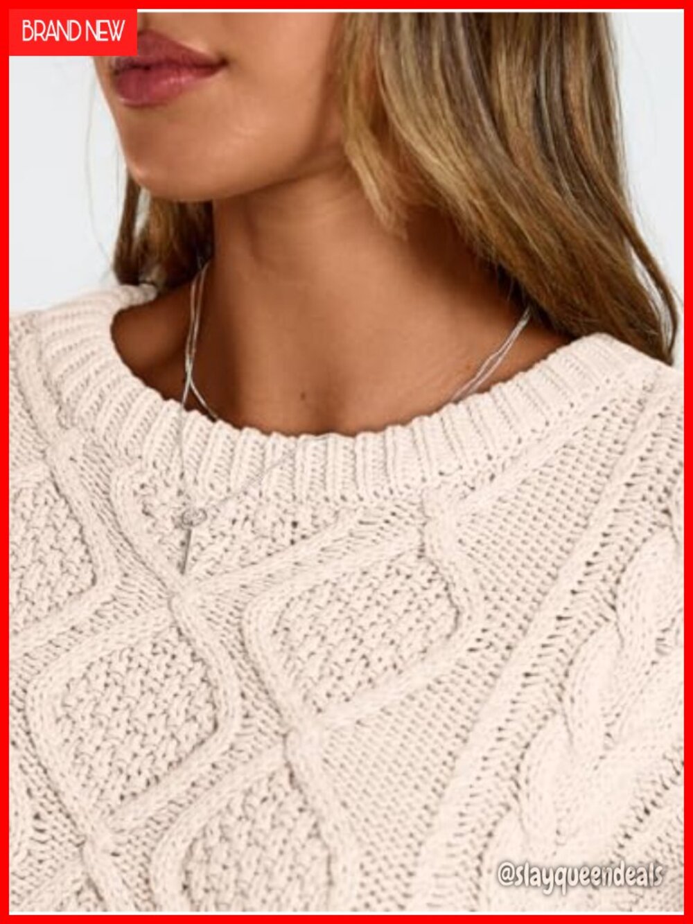 Women Oversized Cable Knit Sweater Pullover Long Sleeve - Picture 4 of 6